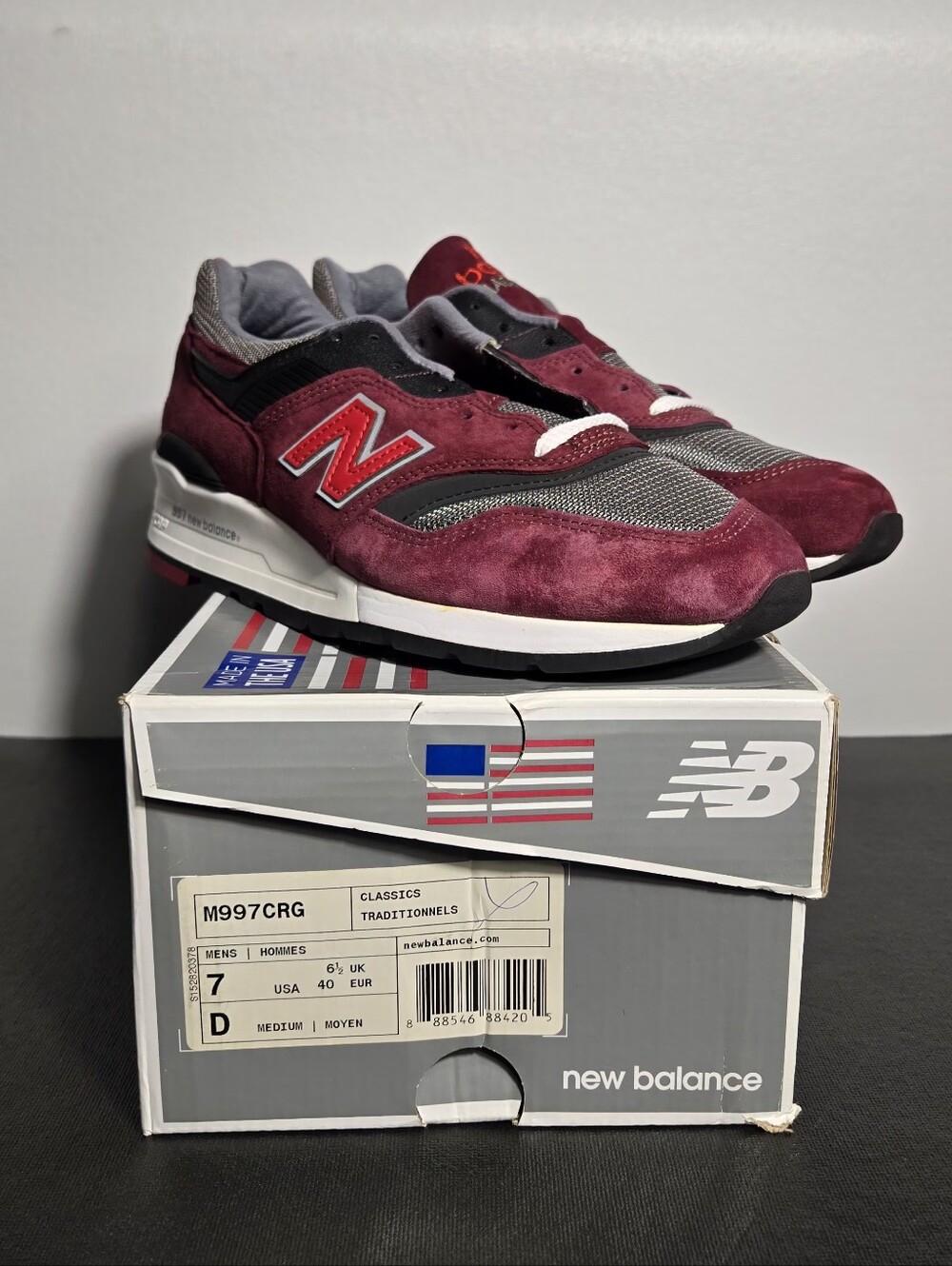 New Balance 997 Burgundy Size 7 Mens Casual Shoes M997CRG Made In USA